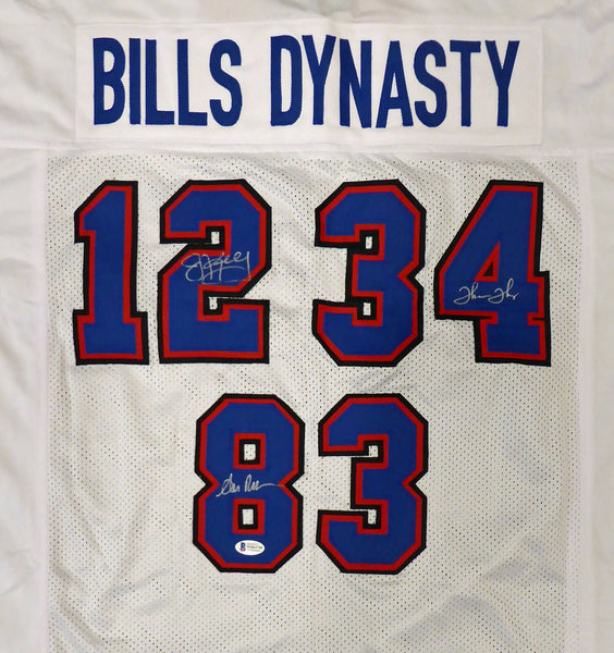 BILLS TEAM GREATS AUTOGRAPHED WHITE JERSEY 3 SIGS KELLEY THOMAS BECKETT 191973