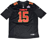 PATRICK MAHOMES SIGNED KANSAS CITY CHIEFS BLACK NIKE SUPER BOWL LVIII JERSEY BAS