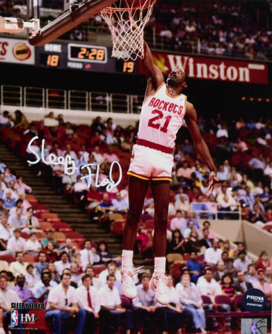 Sleepy Floyd Autographed Houston Rockets 8x10 Dunk Photo- Prova *White
