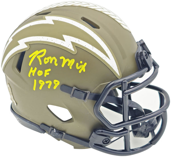 RON MIX AUTOGRAPHED CHARGERS SALUTE TO SERVICE MINI HELMET HOF BECKETT 230075