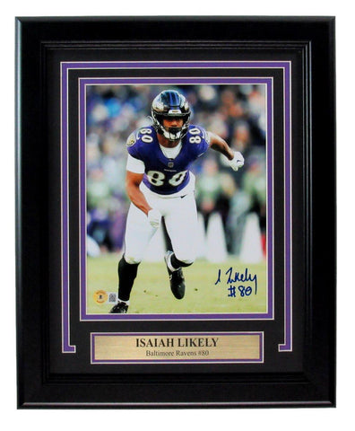 Isaiah Likely Signed 8x10 Photo Baltimore Ravens Framed Beckett 186178