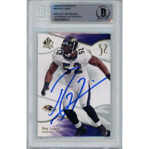 Ray Lewis Autographed/Signed 09 SP Authentic 66 Trading Card Beckett 47941