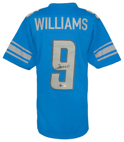 Jameson Williams Signed Blue Custom Football Jersey - (BECKETT COA)