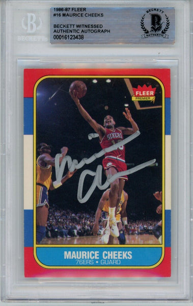 Maurice Cheeks Autographed 1986 Fleer #16 Trading Card Beckett 43942