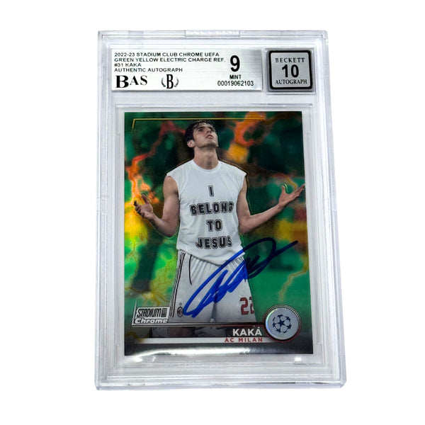 Kaka Signed 2022-23 Topps Stadium Club Chrome Green /125 - BGS 9 AUTO 10
