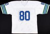 Steve Largent Signed Seattle Seahawks White Jersey Inscribed "HOF 95" (JSA COA)
