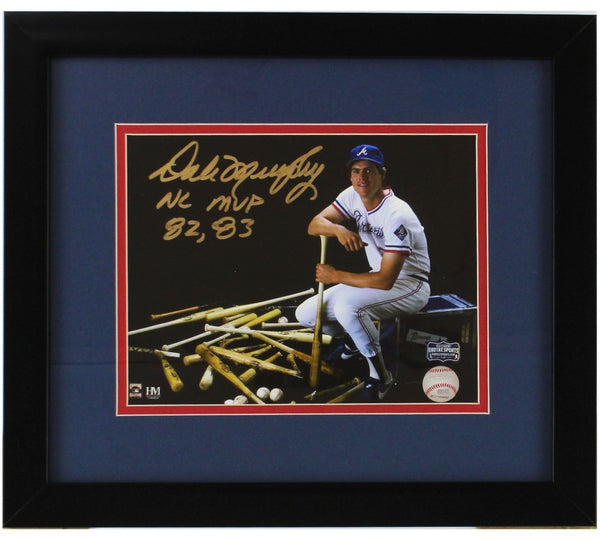 Dale Murphy Signed Atlanta Braves Framed 8x10 Slugger MLB Photo - NL MVP 82, 83