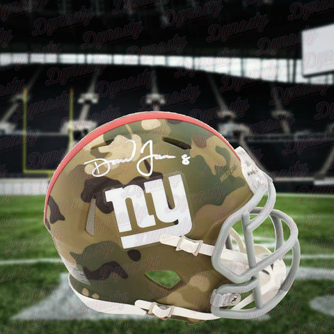 Daniel Jones New York Giants Autograph Signed Football Camo Mini-Helmet Beckett
