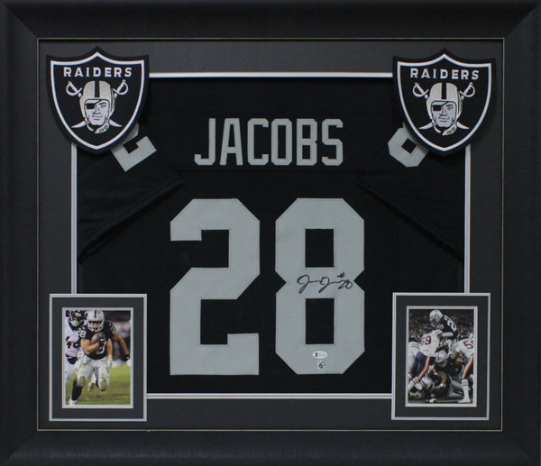 Josh Jacobs Authentic Signed Black Pro Style Framed Jersey BAS Witnessed