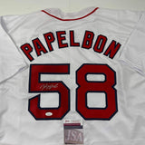 Autographed/Signed Jonathan Papelbon Boston White Baseball Jersey JSA COA
