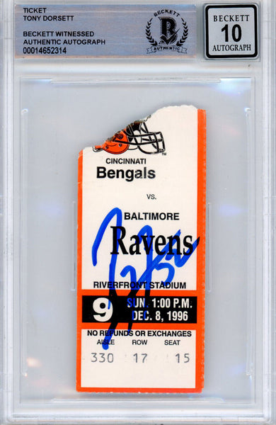 Ray Lewis Autographed 12/8/1996 vs Bengals Ticket Stub Beckett Slab 39218