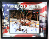 Miracle On Ice Autographed 16x20 Photo Framed Lighted Shadowbox Beckett COA