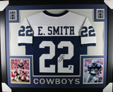 Emmitt Smith Autographed Pro Style Sz XL Blue Framed Jersey 35x43 Beckett 57311