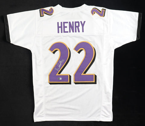 Derrick Henry Signed Baltimore Ravens White Jersey (Beckett) Ex Bama Running Bck
