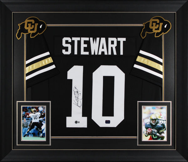 Colorado Kordell Stewart Signed Black Pro Style Framed Jersey BAS Witnessed