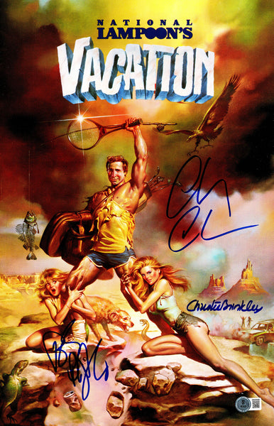 CHEVY CHASE, BRINKLEY & D'ANGELO AUTOGRAPHED 11X17 VACATION POSTER BECKETT