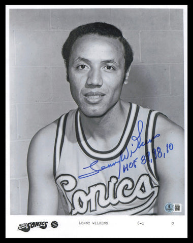 Lenny Wilkens Autographed 11x14 Photo Supersonics HOF 89,98,10 Beckett SB30695
