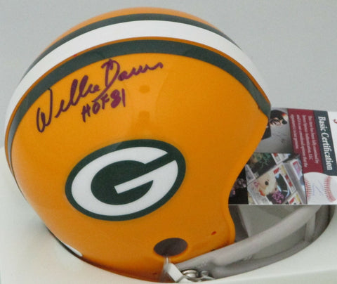 Packers WILLIE DAVIS Signed Riddell 2 Bar Mini Helmet AUTO w/ HOF '81 #3 - JSA