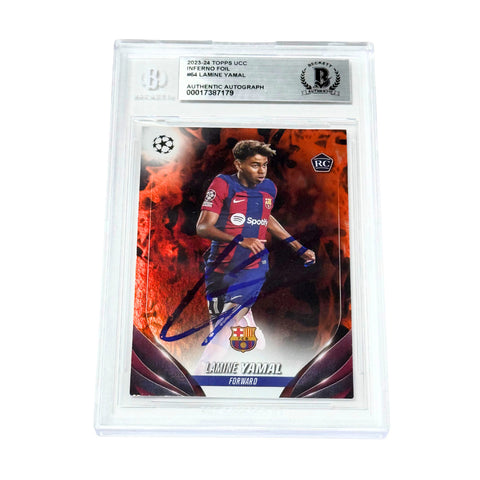 Lamine Yamal Signed 2023-24 Topps UCC Rookie Card Inferno Foil - BGS AUTH