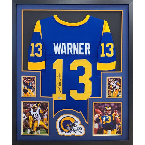 Kurt Warner Autographed Signed Framed St. Louis Rams Jersey BECKETT BAS