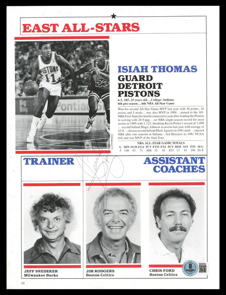 Isiah Thomas Autographed 8x11 Magazine Page Photo Pistons Beckett QR #BS36769