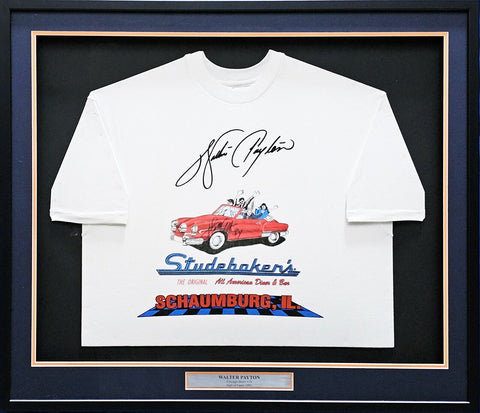 Walter Payton Autographed Framed White Diner T-Shirt Bears "34" JSA #C88895