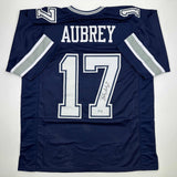 Autographed/Signed Brandon Aubrey Dallas Blue Football Jersey Beckett BAS COA