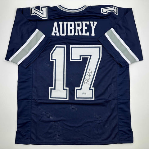 Autographed/Signed Brandon Aubrey Dallas Blue Football Jersey Beckett BAS COA