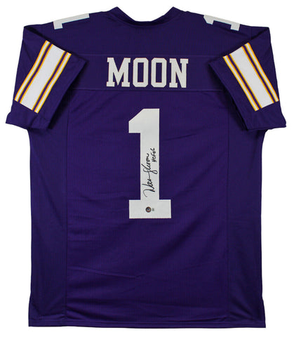 Warren Moon "HOF 06" Authentic Signed Purple Pro Style Jersey BAS Witnessed
