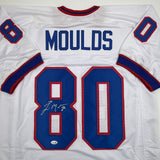 Autographed/Signed Eric Moulds Buffalo White Football Jersey JSA COA