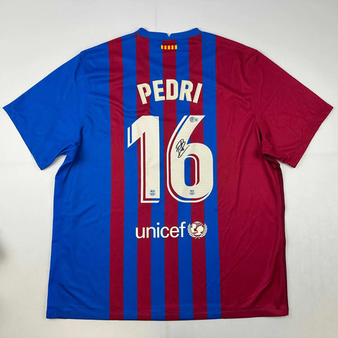 Autographed/Signed Pedri FC Barcelona Blue Soccer Jersey Beckett BAS COA