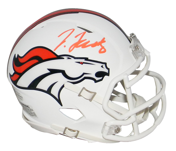JERRY JEUDY AUTOGRAPHED DENVER BRONCOS FLAT WHITE SPEED MINI HELMET BECKETT