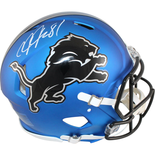 Calvin Johnson Autographed Detroit Lions Authentic 24 Alt Helmet Beckett W 51786