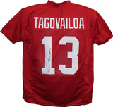 Tua Tagovailoa Autographed/Signed College Style Red XL Jersey BAS 26536