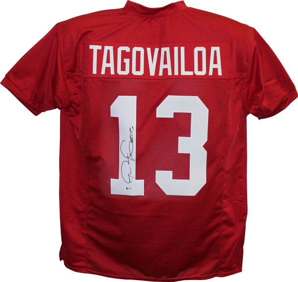 Tua Tagovailoa Autographed/Signed College Style Red XL Jersey BAS 26536