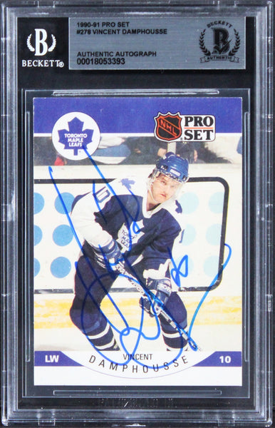 Maple Leafs Vincent Damphousse Signed 1990 Pro Set #278 Card BAS Slabbed