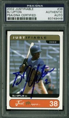 Melvin (Bj) Upton Jr Signed Card 2002 Justifiable Rc #38 PSA Slabbed #83749448