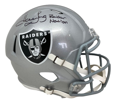 Howie Long Signed Oakland Raiders FS Replica Speed Helmet Raider Nation BAS
