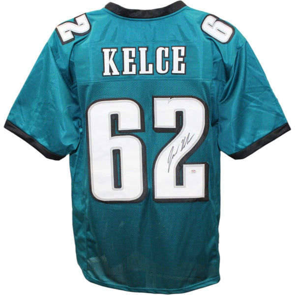 Jason Kelce Autographed/Signed Pro Style Green Jersey PSA 45803