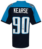 Jevon Kearse (TITANS) Signed Blue Throwback Custom Football Jersey -SCHWARTZ COA