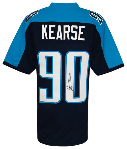 Jevon Kearse (TITANS) Signed Blue Throwback Custom Football Jersey -SCHWARTZ COA