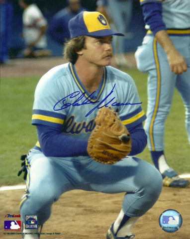 Brewers CHARLIE MOORE Signed 8x10 Photo #3 AUTO - 1982 AL Champ