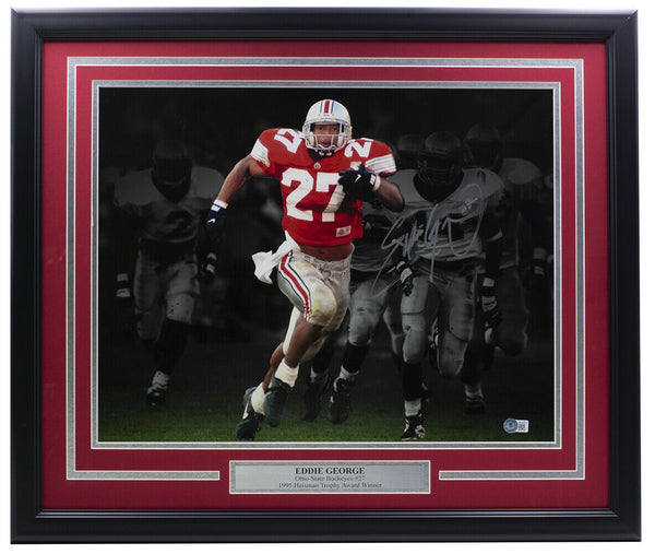 Eddie George Signed Framed Ohio State Buckeyes 16x20 Photo BAS ITP