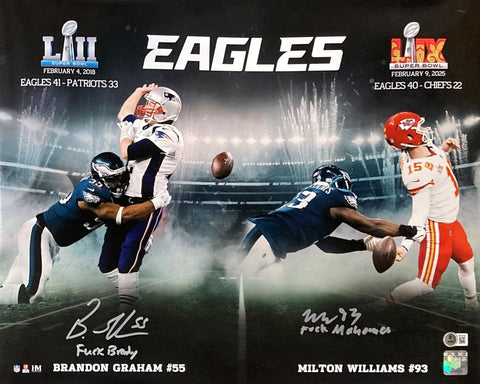 Graham Williams Signed 16x20 Eagles SB Strip Sack Photo F Brady F Mahomes BAS