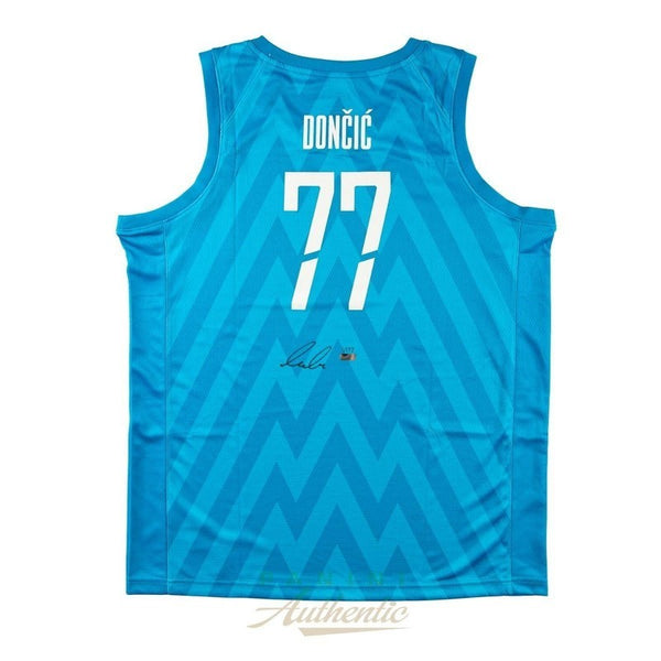 Luka Doncic Autographed Blue Slovenia Nat'l Team Swingman Jersey LE 177 Panini