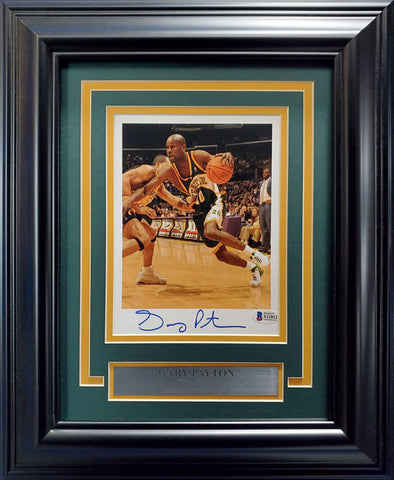 GARY PAYTON AUTOGRAPHED FRAMED 6X8 PHOTO SEATTLE SUPERSONICS BECKETT BAS 193871