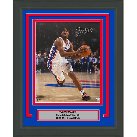 Framed Autographed/Signed Tyrese Maxey Philadelphia 76ers 16x20 Photo JSA COA #2