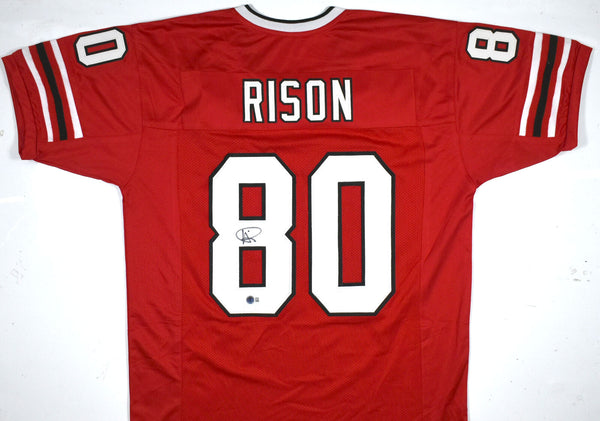 Andre Rison Autographed Red Pro Style Jersey - Beckett W Hologram *Black