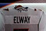John Elway Autographed White Custom Denver Broncos Jersey Lighted Framed BAS COA