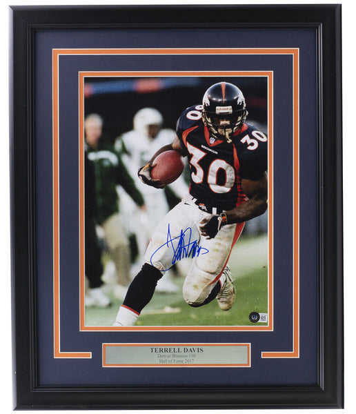 Terrell Davis Signed Framed 11x14 Denver Broncos Photo BAS BF31855